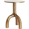 Bijzettafel MELLO glans bruin brons+glas taupe