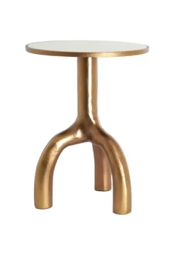 Bijzettafel MELLO glans bruin brons+glas taupe
