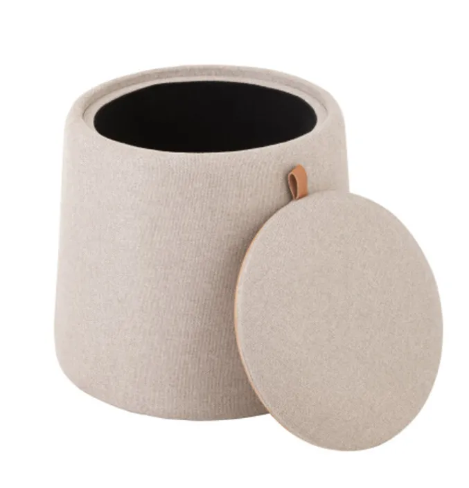 Poef En Bijzettafel Rond Beige