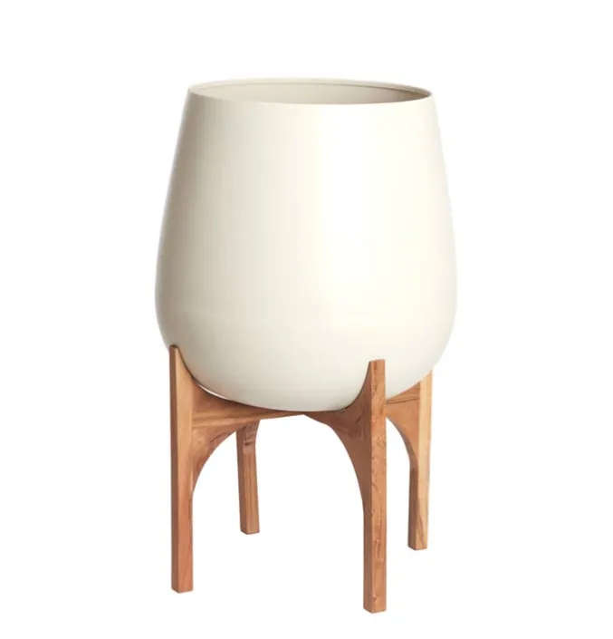 Pot Karuna hout mat crème